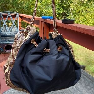 Kate Spade black lizard tie shoulder slouch bag